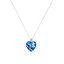 925 Sterling Silver Blue Crystal Heart Charm Necklace